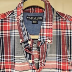 U.S. Polo Assn. Ralph Lauren Red and Blue Plaid Men's Shirt